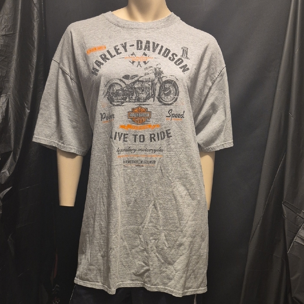 Harley-Davidson Gray and Orange Short Sleeve Tee BIG SKY MONTANA SIZE Xl